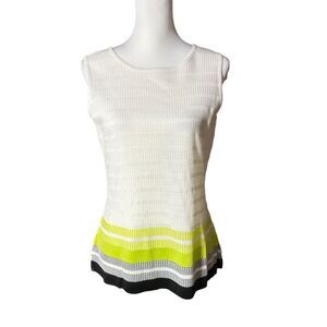 Ming Wang Toula Scoop Neck Knit Tank White Sz Small NWT